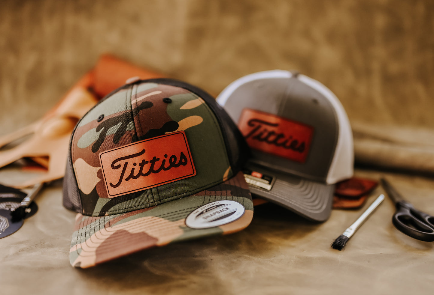 Titties Leather Patch Hat