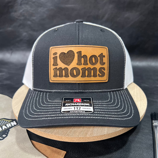 I heart Hot Moms Leather Patch Hat